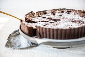 Raspberry Chocolate Brownie Tart with Carême Chocolate Shortcrust Pastry
