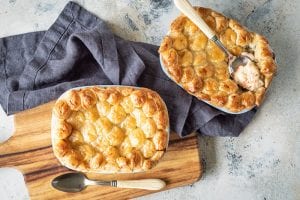 Recipe for Salmon, Prawn and Tarragon Pie with Butter Puff Pastry by Carême Pastry